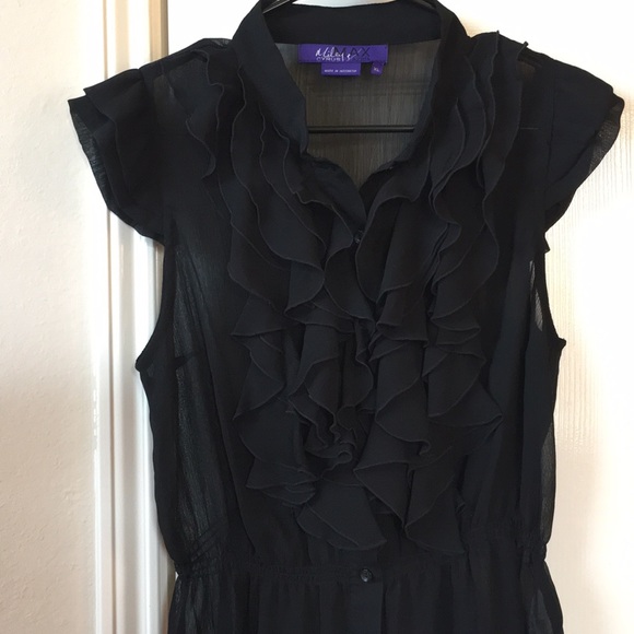 MILEY CYRUS cute black ruffled top - Picture 3 of 5